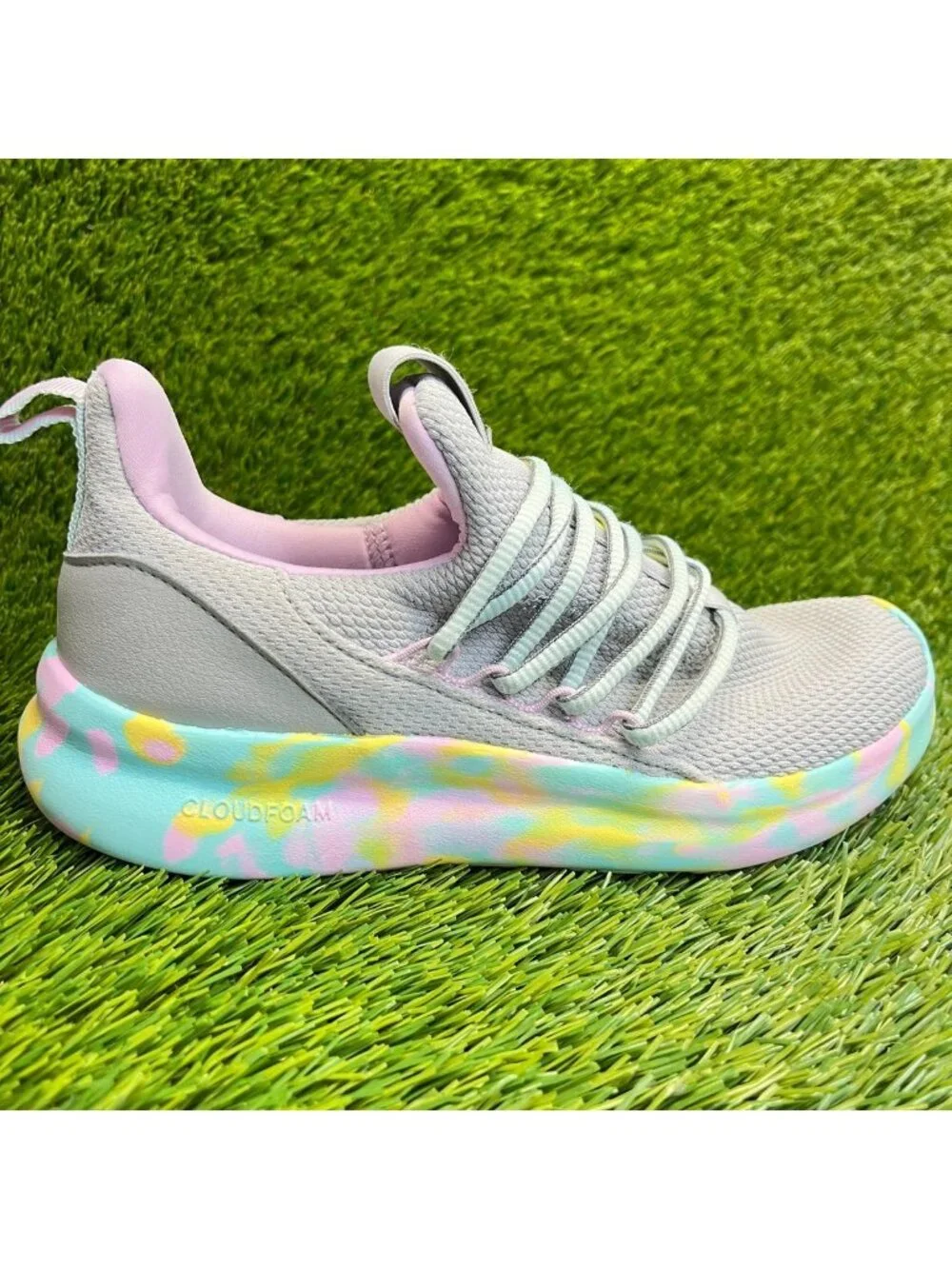 Adidas Lite Racer Adapt 7.0 Girls Size 4.5Y Gray Running Athletic Shoes Sneakers